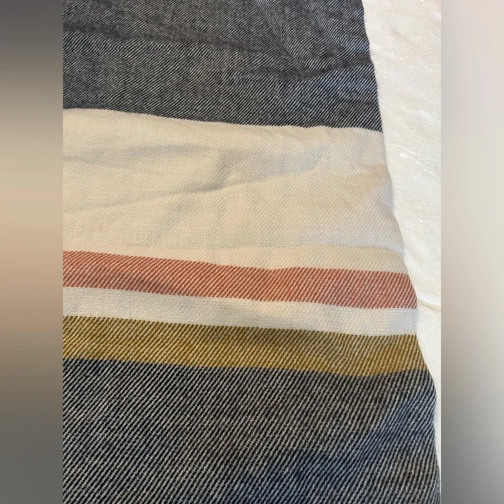 J. Crew NWT raw edge color block large scarf wrap blue white red green